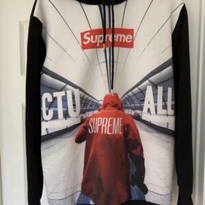 Supreme Graphic Hoodie with Red and Black Accents